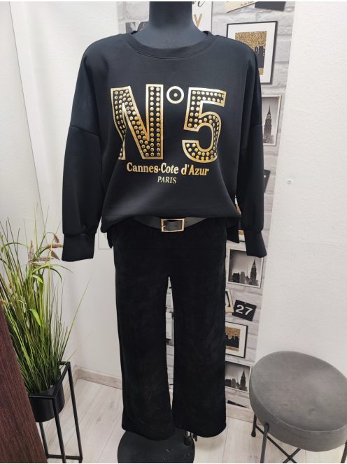 1992 VALENTINA gumis derekú, bordás bő nadrág övvel (fekete)