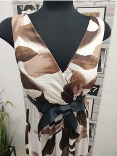 2132 Mirabella mintás maxiruha (krém-világosbarna)