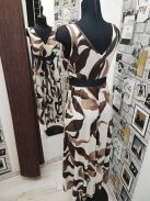 2132 Mirabella mintás maxiruha (krém-világosbarna)