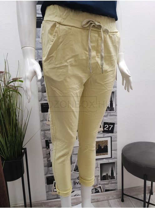 22079 LANA gumis derekú zsebes nadrág (vaníliasárga)