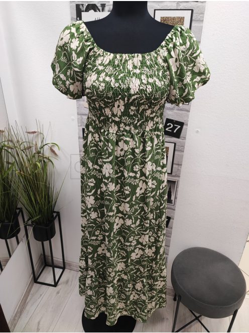 23237 KIARA – nőies elegancia mediterrán hangulattal (krémszín alapon sötétzöld minta)