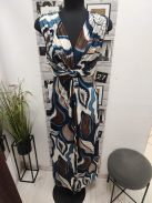 232  Isabella – elegáns maxi ruha (krém-barna-kék)