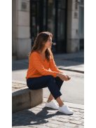 25229 NERINA – finomkötött női pulóver V-kivágással (égetett narancs)