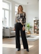 25448 Calisse – női mintás hosszú ujjú felső (fekete karika minta)