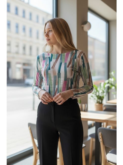 25448 Calisse – női mintás hosszú ujjú felső (geometrikus)