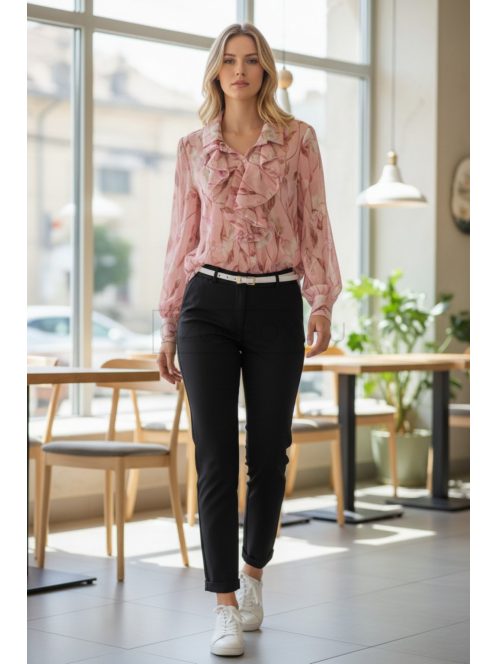 2808 Velmira – női öves fekete nadrág