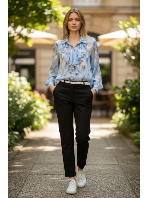 2808 Velmira – női öves fekete nadrág