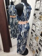 2942 Francesca maxi ruha (fehér alapon kék levélminta)
