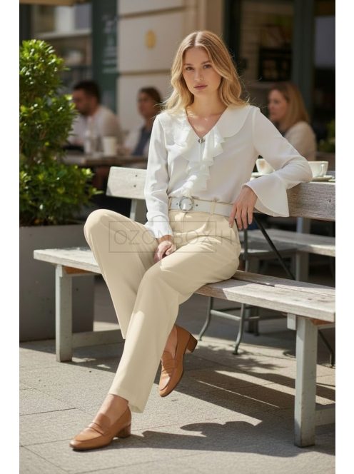3121 Viviana – Bézs elegáns egyenes szárú nadrág