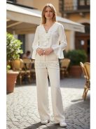 3121 Viviana – Bézs elegáns egyenes szárú nadrág