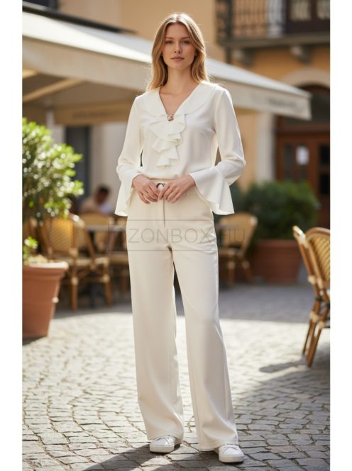 3121 Viviana – Bézs elegáns egyenes szárú nadrág