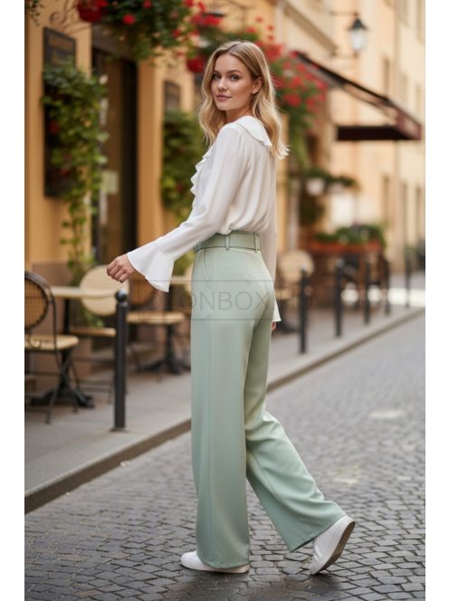 3121 Viviana – Pasztell zöld elegáns egyenes szárú nadrág