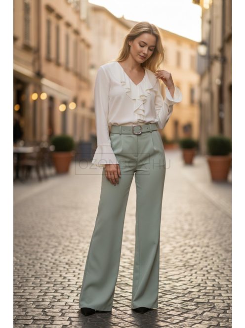 3121 Viviana – Pasztell zöld elegáns egyenes szárú nadrág