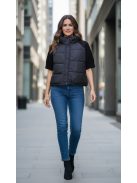 3525 SERAPHINA – fekete oversize steppelt, kötött ujjú női kabátka