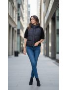 3525 SERAPHINA – fekete oversize steppelt, kötött ujjú női kabátka