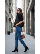 3525 SERAPHINA – fekete oversize steppelt, kötött ujjú női kabátka