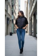 3525 SERAPHINA – fekete oversize steppelt, kötött ujjú női kabátka