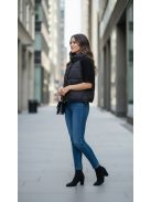 3525 SERAPHINA – fekete oversize steppelt, kötött ujjú női kabátka