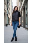 3525 SERAPHINA – fekete oversize steppelt, kötött ujjú női kabátka