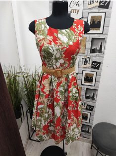 3907 FIORELLA virágos ruha (pipacsvörös)