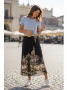 4304 SOPHIE pliszírozott mintás maxi szoknya (fekete városos)