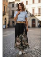 4304 SOPHIE pliszírozott mintás maxi szoknya (fekete városos)
