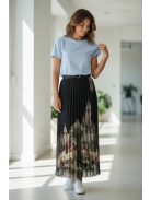 4304 SOPHIE pliszírozott mintás maxi szoknya (fekete városos)