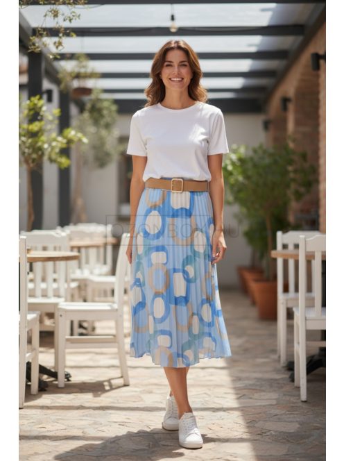 4304 SOPHIE pliszírozott mintás maxi szoknya (pasztell kék karikás)