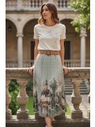 4304 SOPHIE pliszírozott mintás maxi szoknya (pasztell zöld városos)