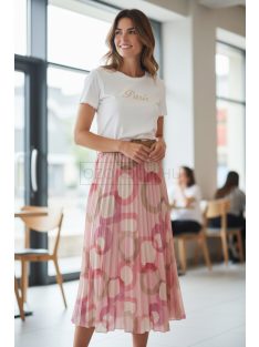   4304 SOPHIE pliszírozott mintás maxi szoknya (pasztell rózsaszín karikás)