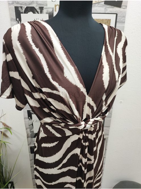 4634 Isabella – elegáns maxi ruha (kakaó zebra)