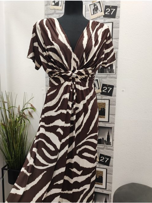 4634 Isabella – elegáns maxi ruha (kakaó zebra)