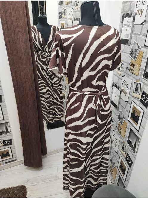 4634 Isabella – elegáns maxi ruha (kakaó zebra)