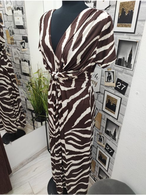 4634 Isabella – elegáns maxi ruha (kakaó zebra)