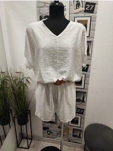   4661/63423 MONTANA CHIC – Női shortos szett rattan övvel (fehér)