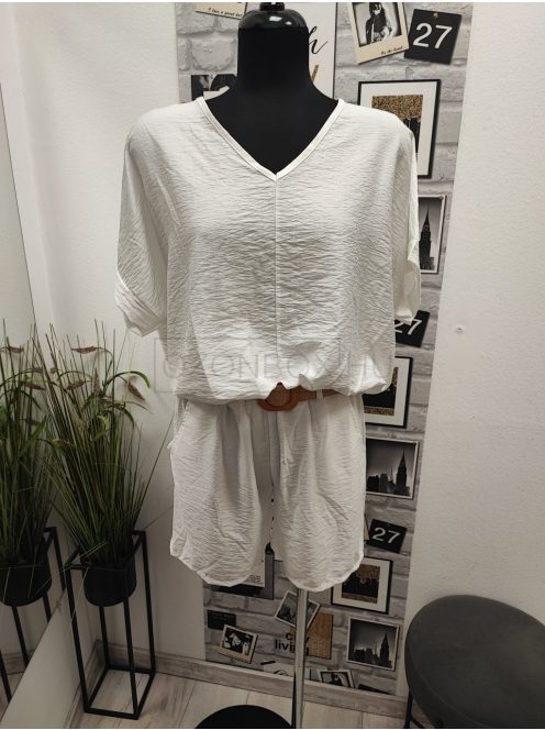 4661/63423 MONTANA CHIC – Női shortos szett rattan övvel (fehér)