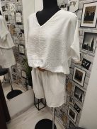 4661/63423 MONTANA CHIC – Női shortos szett rattan övvel (fehér)