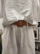 4661/63423 MONTANA CHIC – Női shortos szett rattan övvel (fehér)