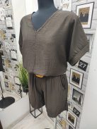 4661/63423 MONTANA CHIC – Női shortos szett rattan övvel (természetes barna)