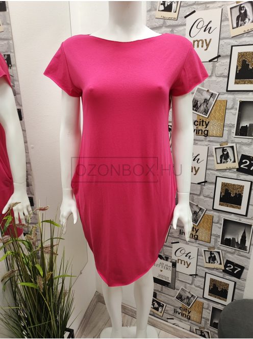 4872 EMILI rövid ujjú egyszínű miniruha pink