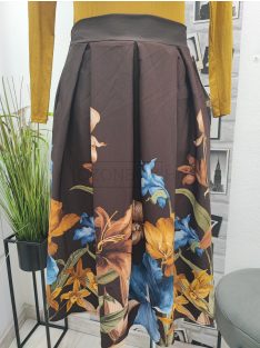 4911 TIFFANY midi szoknya (barna-virágos)