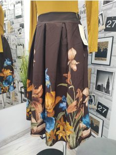4911 TIFFANY midi szoknya (barna-virágos)