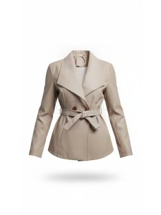 51034 ISADORA – bézs műbőr női öves kabát