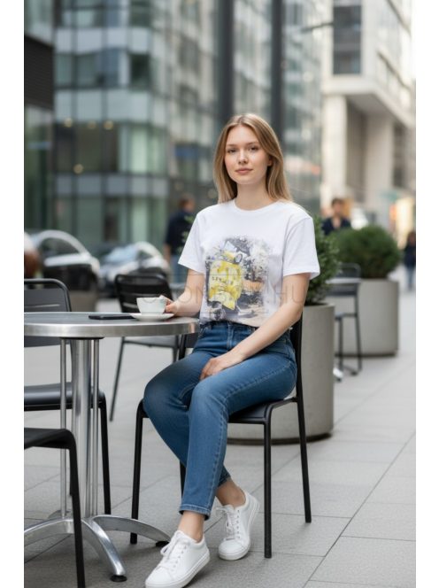5256 Seraphina Urban nyomott póló (sárga robogó)