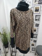 5442 VIVIANA garbós párduc mintás bő ruha (fekete)