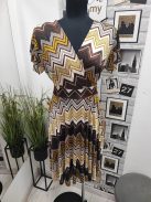 5471 Azura mintás ruha (Krém-barna-mustár)