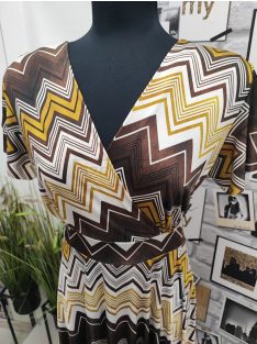 5471 Azura mintás ruha (Krém-barna-mustár)