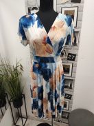 5471 Azura mintás ruha (fehér-sötétkék-világoskék-bézs)