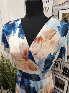   5471 Azura mintás ruha (fehér-sötétkék-világoskék-bézs)