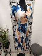 5471 Azura mintás ruha (fehér-sötétkék-világoskék-bézs)